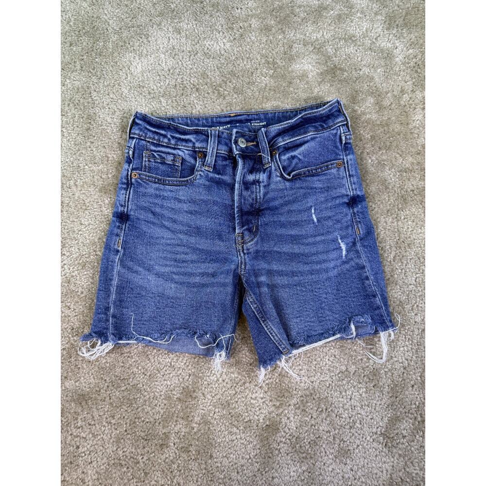Old Navy High Rise OG Straight Secret Smooth Cut Off Jean Shorts Sz 0 D126